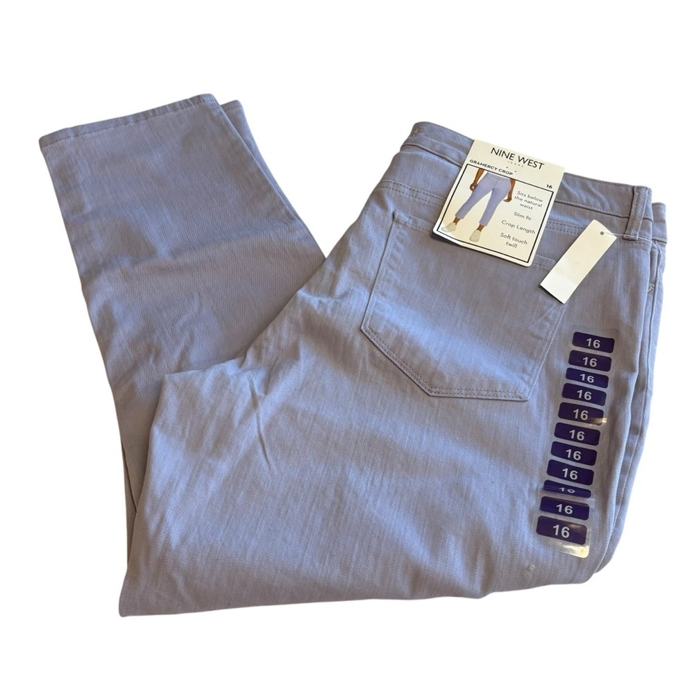 Nine West Gramercy Crop Jeans 16 Lilac Lavender Slim Twill NWT Purple